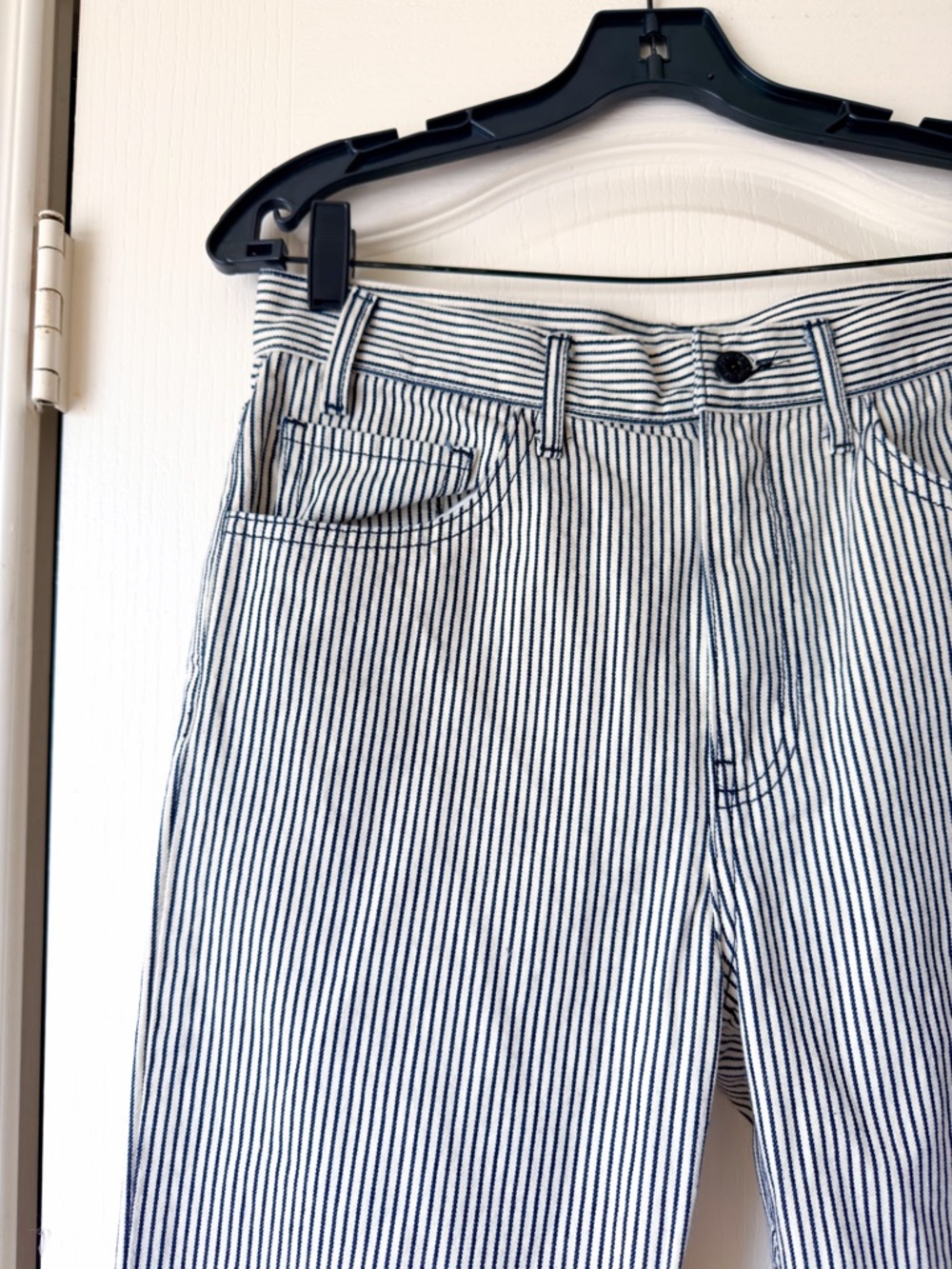 Nili Lotan Black & White Pinstripe Straight-Leg Jeans - Picture 4 of 9